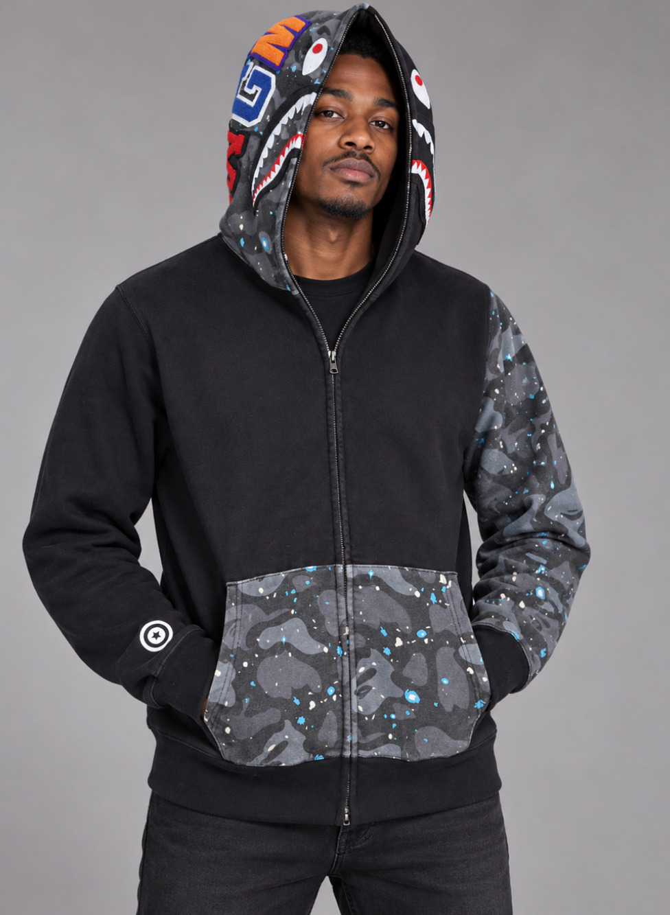 BAPE Space Camo Shark WGM Full-Zip Hoodie Black Men’s XL